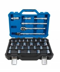 Kobalt Mechanics Tool Sets 33-Piece Standard (SAE) and Metric Combination Polished Chrome Mechanics Tool Set (1/2-in;)