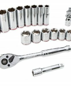 Kobalt Mechanics Tool Sets 19-Piece Standard (SAE) Polished Chrome Mechanics Tool Set (3/8-in) -Cheap Kobalt Store 04190729 scaled