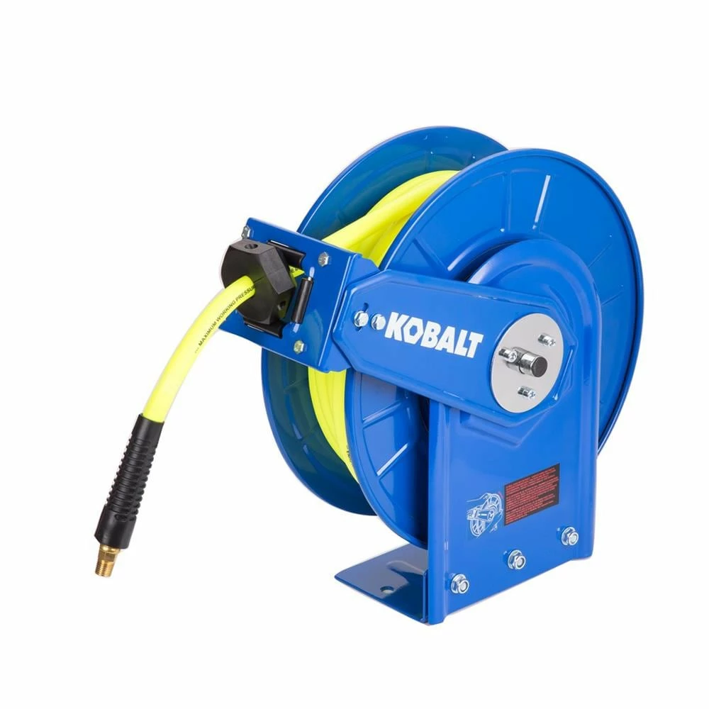 Kobalt Air Compressor Hoses 3/8-in 50-ft Poly Hybrid Air Hose with Retractable Hose Reel 1 Kobalt Air Compressor Hoses 3/8-in 50-ft Poly Hybrid Air Hose with Retractable Hose Reel
