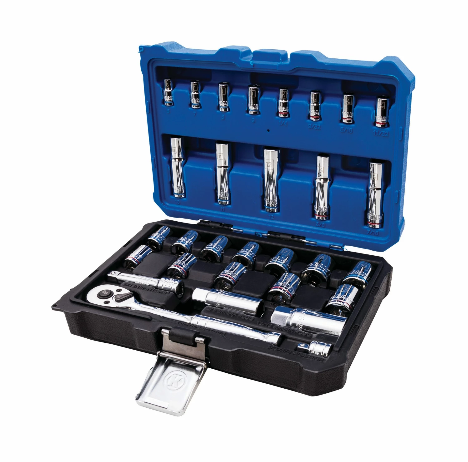 Kobalt Mechanics Tool Sets 30-Piece Standard (SAE) and Metric Combination Polished Chrome Mechanics Tool Set (3/8-in) 2 Kobalt Mechanics Tool Sets 30-Piece Standard (SAE) and Metric Combination Polished Chrome Mechanics Tool Set (3/8-in) - Image 2