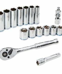 Kobalt Mechanics Tool Sets 19-Piece Metric Polished Chrome Mechanics Tool Set (3/8-in) -Cheap Kobalt Store 08797730 scaled