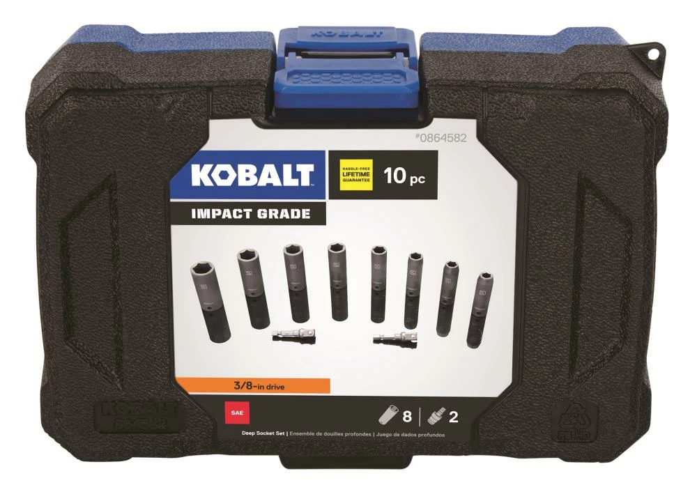 Kobalt Impact Sockets & Impact Socket Sets 10-Piece Standard (SAE) 3/8-in Drive Set 6-Point Impact Socket Set 3 Kobalt Impact Sockets & Impact Socket Sets 10-Piece Standard (SAE) 3/8-in Drive Set 6-Point Impact Socket Set - Image 3