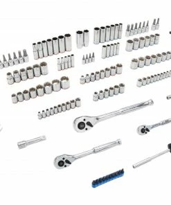 Kobalt Mechanics Tool Sets 154-Piece Standard (SAE) and Metric Combination Polished Chrome Mechanics Tool Set (1/4-in; 3/8-in) -Cheap Kobalt Store 10182276 scaled