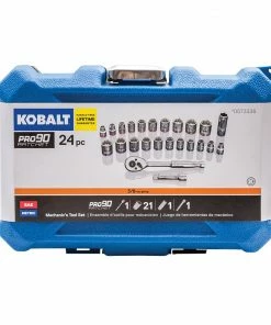 Kobalt Mechanics Tool Sets 24-Piece Standard (SAE) and Metric Combination Polished Chrome Mechanics Tool Set (3/8-in) -Cheap Kobalt Store 10340572