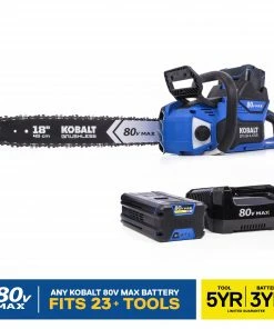 Cheap Kobalt Store 27 Kobalt Cordless Electric Chainsaws 80-Volt Max 18-in Brushless Cordless Electric Chainsaw 5 Ah (Battery & Charger Included)