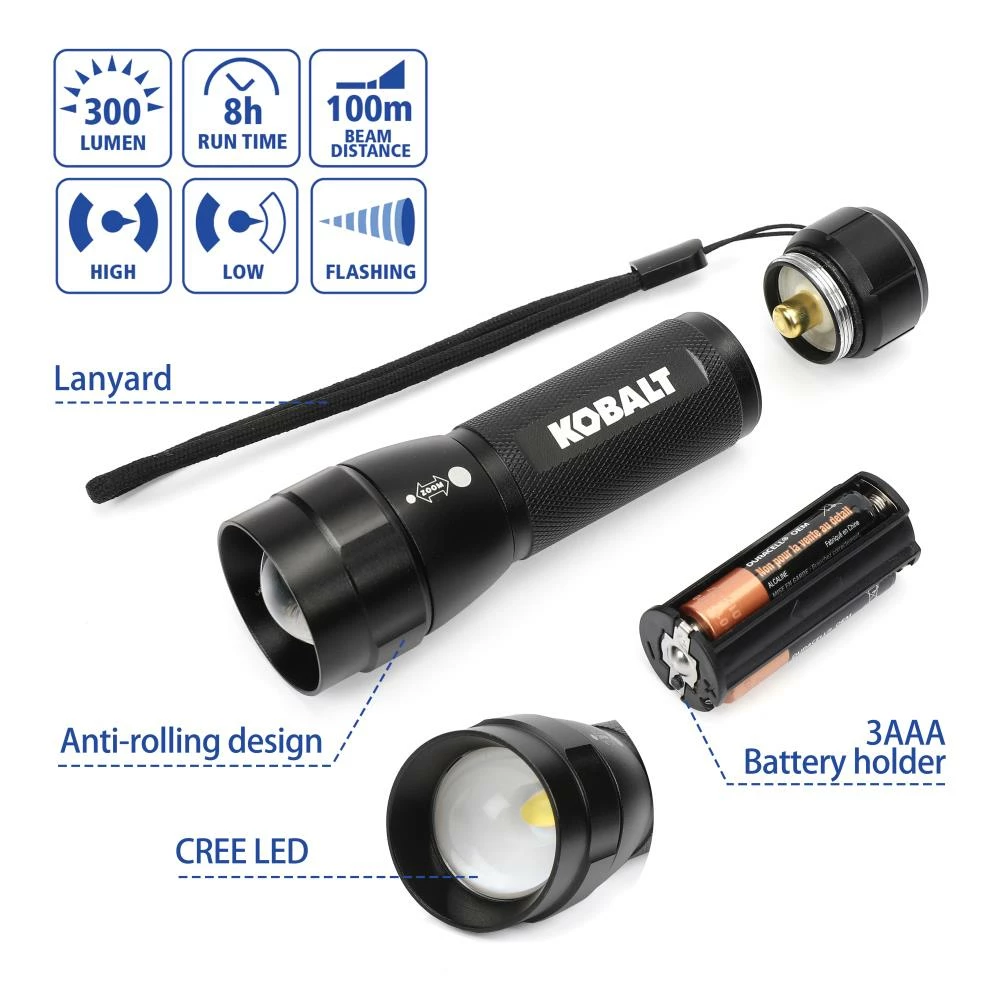 Kobalt Flashlights 300-Lumen LED Flashlight (Battery Included) 3 Kobalt Flashlights 300-Lumen LED Flashlight (Battery Included) - Image 3