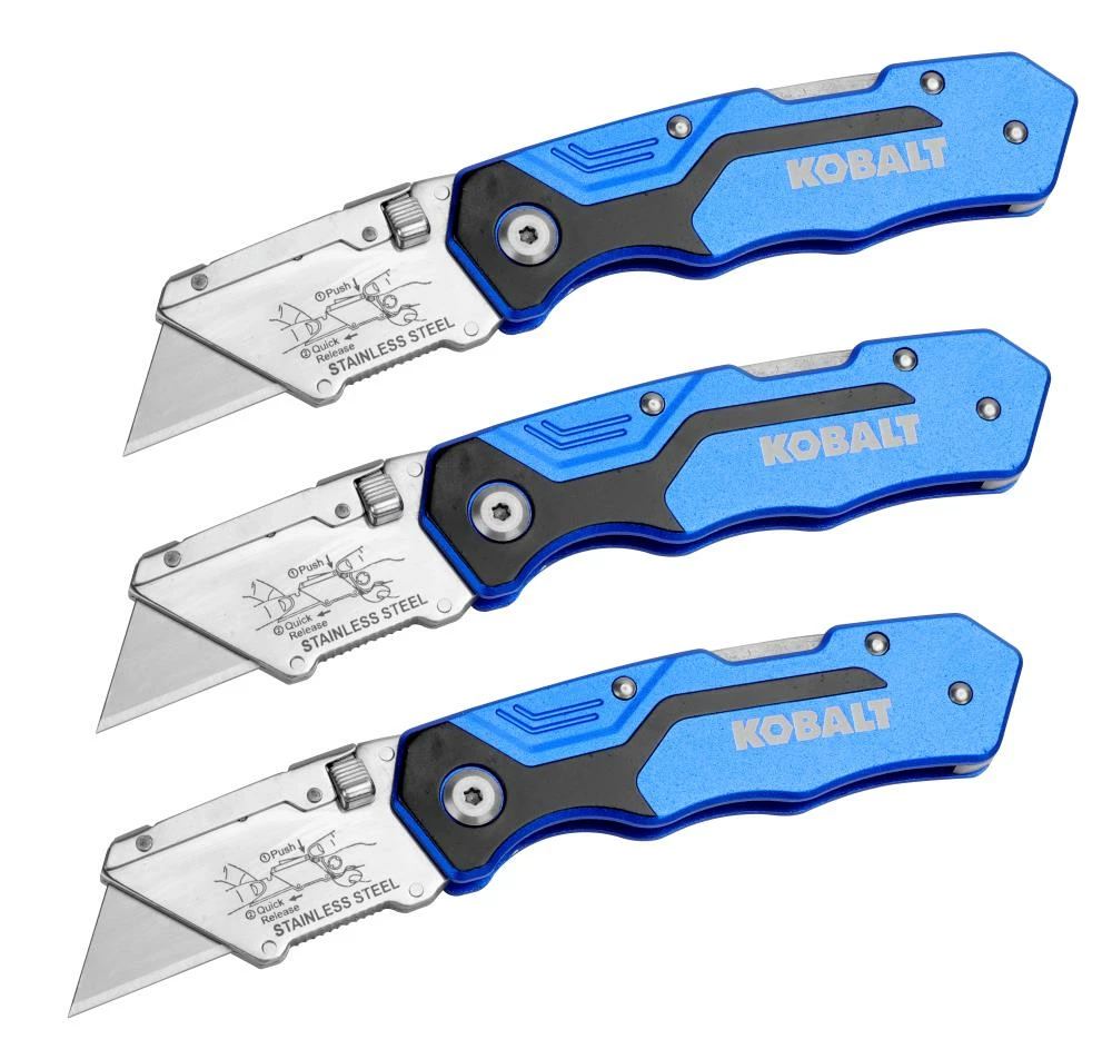 Kobalt Utility Knives 18mm 3-Blade Folding Utility Knife 1 Kobalt Utility Knives 18mm 3-Blade Folding Utility Knife