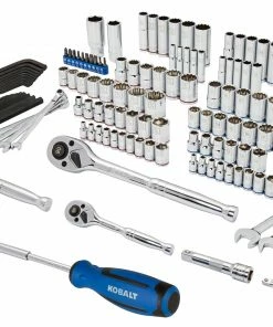 Kobalt Mechanics Tool Sets 138-Piece Standard (SAE) and Metric Combination Polished Chrome Mechanics Tool Set (1/4-in; 3/8-in) -Cheap Kobalt Store 16501578 scaled