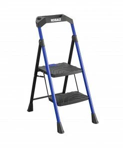 Kobalt Step Stools 2-Step 300-lb Capacity Black Steel Foldable Step Stool -Cheap Kobalt Store 17788041
