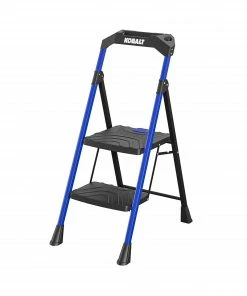 Kobalt Step Stools 2-Step 300-lb Capacity Black Steel Foldable Step Stool -Cheap Kobalt Store 17788045