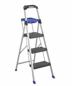 Kobalt Step Stools 3-Step 250-lb Capacity Gray Aluminum Foldable Step Stool -Cheap Kobalt Store 17788089