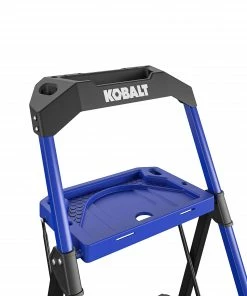 Kobalt Step Stools 3-Step 300-lb Capacity Black Steel Foldable Step Stool -Cheap Kobalt Store 17788336