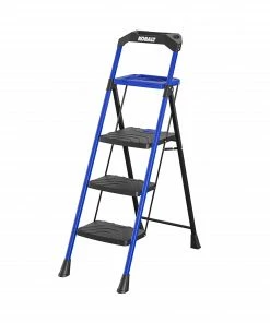 Kobalt Step Stools 3-Step 300-lb Capacity Black Steel Foldable Step Stool -Cheap Kobalt Store 17788340
