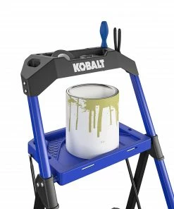 Kobalt Step Stools 3-Step 300-lb Capacity Black Steel Foldable Step Stool -Cheap Kobalt Store 17788344