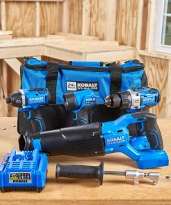 Kobalt Power Tool Combo Kits 4-Tool 24-Volt Max Brushless Power Tool Combo Kit with Soft Case (1-Battery Included and Charger Included) -Cheap Kobalt Store 42096048