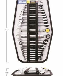 Kobalt Ratchet Wrenches & Sets In Tray with Removable Rails 20-Piece Set 12-Point Standard (SAE) and Metric Combination Ratchet Wrench Set -Cheap Kobalt Store 42336145