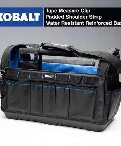 Kobalt Tool Bags Plumbing Tool Bag with Caddy Black, Blue Polyester 12.99-in