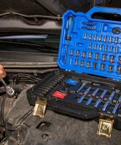 Kobalt Mechanics Tool Sets Centennial 100-Piece Standard (SAE) and Metric Combination Polished Chrome Mechanics Tool Set (1/4-in; 3/8-in) -Cheap Kobalt Store 42394149 scaled