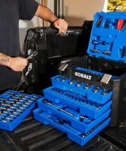 Kobalt Mechanics Tool Sets 250-Piece Standard (SAE) and Metric Combination Polished Chrome Mechanics Tool Set (1/4-in; 3/8-in) -Cheap Kobalt Store 42702387 scaled