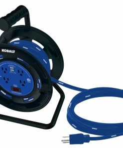 Kobalt Extension Cord Accessories 4-Outlet KOBALT Black/Blue Cord Reel 2-USB w/80ft 14/3 SJTW Ext Cord -Cheap Kobalt Store 44117356 scaled