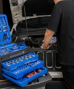 Kobalt Mechanics Tool Sets 243-Piece Standard (SAE) and Metric Combination Polished Chrome Mechanics Tool Set (1/4-in; 3/8-in) -Cheap Kobalt Store 44474237 scaled