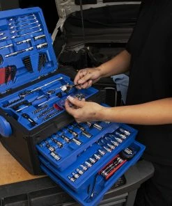Kobalt Mechanics Tool Sets 243-Piece Standard (SAE) and Metric Combination Polished Chrome Mechanics Tool Set (1/4-in; 3/8-in) -Cheap Kobalt Store 44474240 scaled
